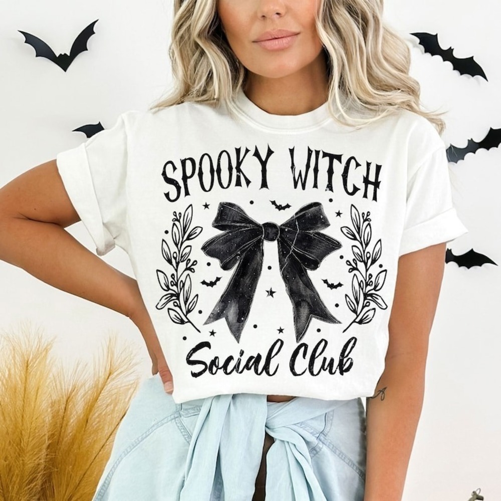Spooky Witch Social Club Png Coquette Halloween Retro Spooky Season Sublimation